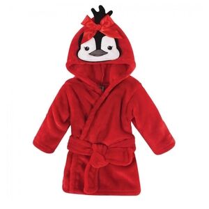 Hudson Baby Infant Girl Plush Animal Bathrobe, Girl Penguin, 0-9 Months